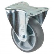 Roulette Manutention Fixe Caoutchouc thermoplastique gris - Ø100mm 110kg - Fix. Platine