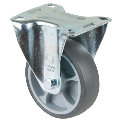 Roulette Manutention Fixe Caoutchouc thermoplastique gris - Ø100mm 110kg - Fix. Platine