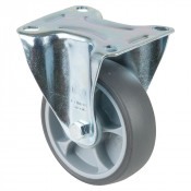Roulette Manutention Fixe Caoutchouc thermoplastique gris - Ø100mm 110kg - Fix. Platine