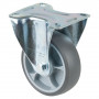 Roulette Manutention Fixe Caoutchouc thermoplastique gris - Ø100mm 110kg - Fix. Platine