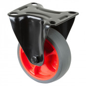 Roulette Manutention Fixe Caoutchouc thermoplastique gris - Ø100mm 110kg - Fix. Platine