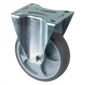 Roulette Manutention Fixe Caoutchouc thermoplastique gris - Ø125mm 120kg - Fix. Platine