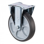 Roulette Manutention Fixe Caoutchouc thermoplastique gris - Ø125mm 120kg - Fix. Platine