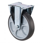Roulette Manutention Fixe Caoutchouc thermoplastique gris - Ø125mm 120kg - Fix. Platine