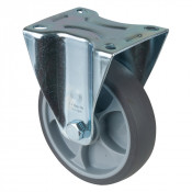 Roulette Manutention Fixe Caoutchouc thermoplastique gris - Ø125mm 120kg - Fix. Platine