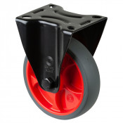 Roulette Manutention Fixe Caoutchouc thermoplastique gris - Ø125mm 120kg - Fix. Platine