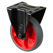Roulette Manutention Fixe Caoutchouc thermoplastique gris - Ø125mm 120kg - Fix. Platine