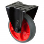 Roulette Manutention Fixe Caoutchouc thermoplastique gris - Ø125mm 120kg - Fix. Platine