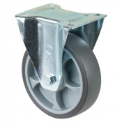 Roulette Manutention Fixe Caoutchouc thermoplastique gris - Ø160mm 200kg - Fix. Platine