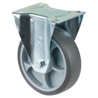 Roulette Manutention Fixe Caoutchouc thermoplastique gris - Ø160mm 200kg - Fix. Platine