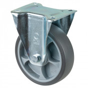 Roulette Manutention Fixe Caoutchouc thermoplastique gris - Ø160mm 200kg - Fix. Platine