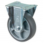 Roulette Manutention Fixe Caoutchouc thermoplastique gris - Ø160mm 200kg - Fix. Platine