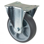 Roulette Manutention Fixe Caoutchouc thermoplastique gris - Ø160mm 200kg - Fix. Platine