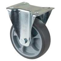 Roulette Manutention Fixe Caoutchouc thermoplastique gris - Ø160mm 200kg - Fix. Platine Roulette Manutention Fixe Caoutchouc thermoplastique gris - Ø160mm 200kg - Fix. Platine