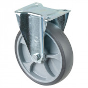 Roulette Manutention Fixe Caoutchouc thermoplastique gris - Ø200mm 220kg - Fix. Platine