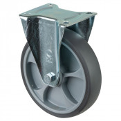 Roulette Manutention Fixe Caoutchouc thermoplastique gris - Ø200mm 220kg - Fix. Platine