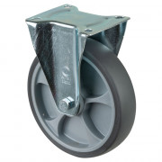 Roulette Manutention Fixe Caoutchouc thermoplastique gris - Ø200mm 220kg - Fix. Platine