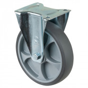 Roulette Manutention Fixe Caoutchouc thermoplastique gris - Ø200mm 220kg - Fix. Platine