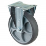 Roulette Manutention Fixe Caoutchouc thermoplastique gris - Ø200mm 220kg - Fix. Platine
