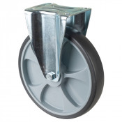 Roulette Manutention Fixe Caoutchouc thermoplastique gris - Ø250mm 300kg - Fix. Platine