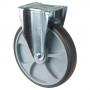 Roulette Manutention Fixe Caoutchouc thermoplastique gris - Ø250mm 300kg - Fix. Platine