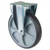 Roulette Manutention Fixe Caoutchouc thermoplastique gris - Ø250mm 300kg - Fix. Platine