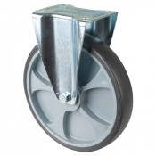 Roulette Manutention Fixe Caoutchouc thermoplastique gris - Ø250mm 300kg - Fix. Platine