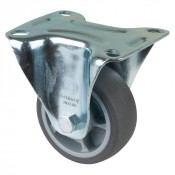 Roulette Manutention Fixe Caoutchouc thermoplastique gris - Ø80mm 100kg - Fix. Platine