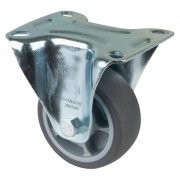 Roulette Manutention Fixe Caoutchouc thermoplastique gris - Ø80mm 100kg - Fix. Platine