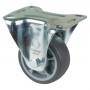 Roulette Manutention Fixe Caoutchouc thermoplastique gris - Ø80mm 100kg - Fix. Platine