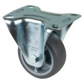 Roulette Manutention Fixe Caoutchouc thermoplastique gris - Ø80mm 100kg - Fix. Platine