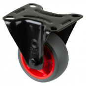 Roulette Manutention Fixe Caoutchouc thermoplastique gris - Ø80mm 100kg - Fix. Platine