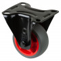 Roulette Manutention Fixe Caoutchouc thermoplastique gris - Ø80mm 100kg - Fix. Platine