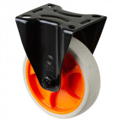 Roulette Manutention Fixe Caoutchouc thermoplastique gris clair - Ø125mm 120kg - Platine