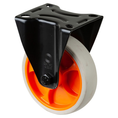 Roulette Manutention Fixe Caoutchouc thermoplastique gris clair - Ø125mm 120kg - Platine