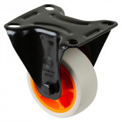 Roulette Manutention Fixe Caoutchouc thermoplastique gris clair - Ø80mm 100kg - Platine