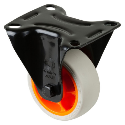 Roulette Manutention Fixe Caoutchouc thermoplastique gris clair - Ø80mm 100kg - Platine