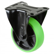 Roulette Manutention Fixe Caoutchouc thermoplastique vert - Ø100mm 110kg - Fix. Platine