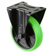 Roulette Manutention Fixe Caoutchouc thermoplastique vert - Ø125mm 120kg - Fix. Platine
