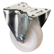 Roulette Manutention Fixe Plastique blanc - Ø125mm 400kg - Fix. Platine