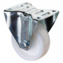 Roulette Manutention Fixe Plastique blanc - Ø125mm 400kg - Fix. Platine