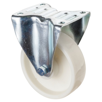 Roulette Manutention Fixe Plastique blanc - Ø150mm 400kg - Fix. Platine