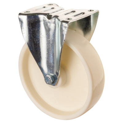 Roulette Manutention Fixe Plastique blanc - Ø200mm 450kg - Fix. Platine