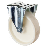 Roulette Manutention Fixe Plastique blanc - Ø200mm 500kg - Fix. Platine