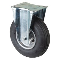 Roulette Manutention Fixe Pneumatique, caoutchouc noir - Ø230mm 130kg - Fix. Platine Roulette Manutention Fixe Pneumatique, caoutchouc noir - Ø230mm 130kg - Fix. Platine