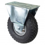 Roulette Manutention Fixe Pneumatique, caoutchouc noir - Ø260mm 130kg - Fix. Platine