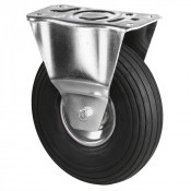 Roulette Manutention Fixe Pneumatique, caoutchouc noir - Ø260mm 200kg - Fix. Platine