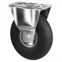 Roulette Manutention Fixe Pneumatique, caoutchouc noir - Ø260mm 200kg - Fix. Platine