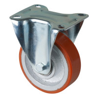 Roulette Manutention Fixe Polyuréthane - Ø100mm 125kg - Fix. Platine