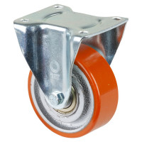 Roulette Manutention Fixe Polyuréthane - Ø100mm 295kg - Fix. Platine Roulette Manutention Fixe Polyuréthane - Ø100mm 295kg - Fix. Platine